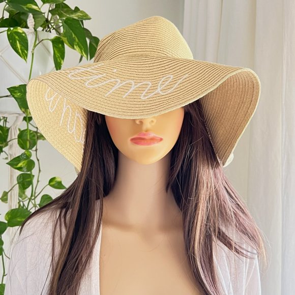 J CREW on Island Time Embroidered Straw Summer Hat - Picture 3 of 5